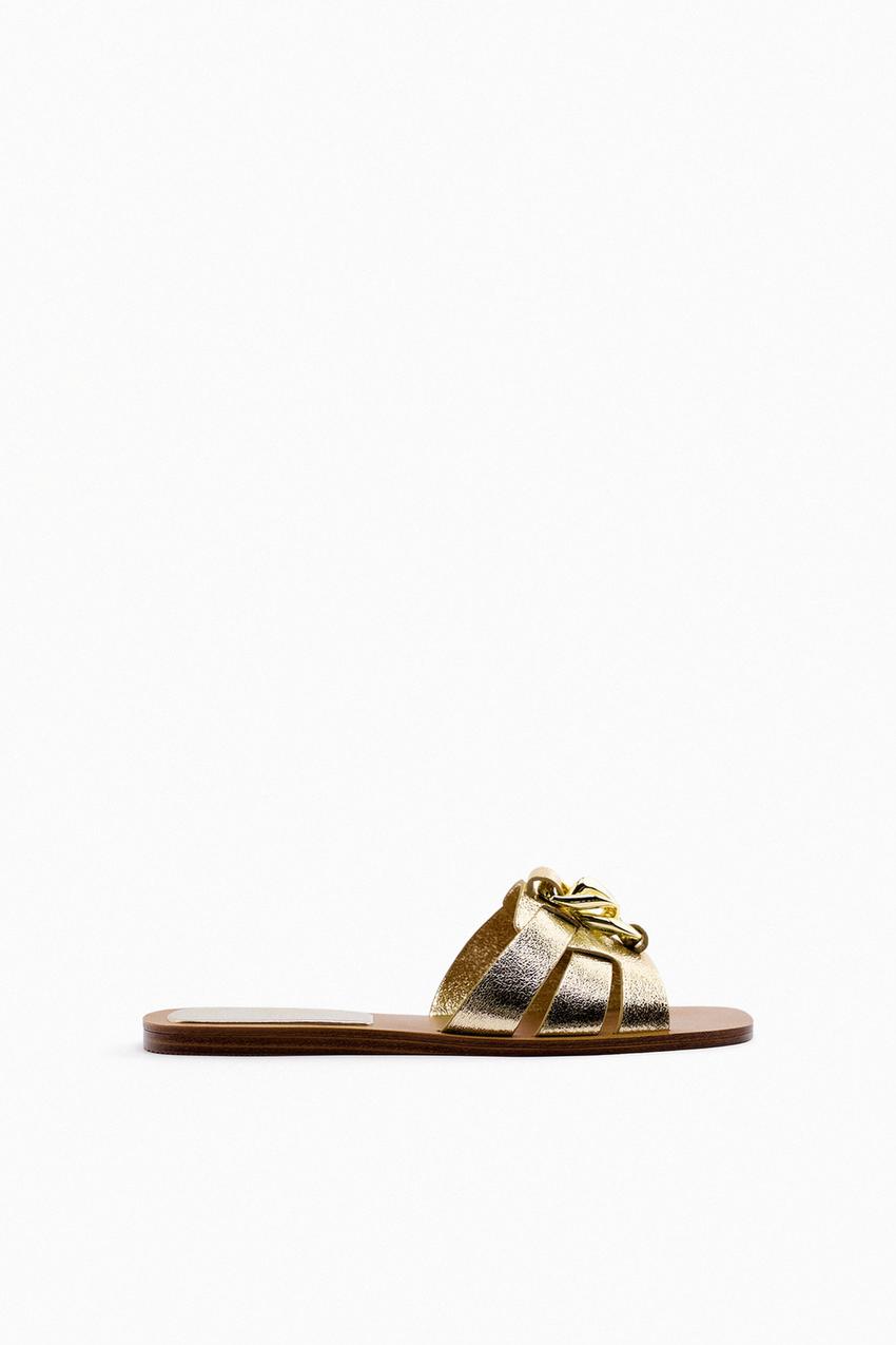 Zara chain flat sandals Outlet