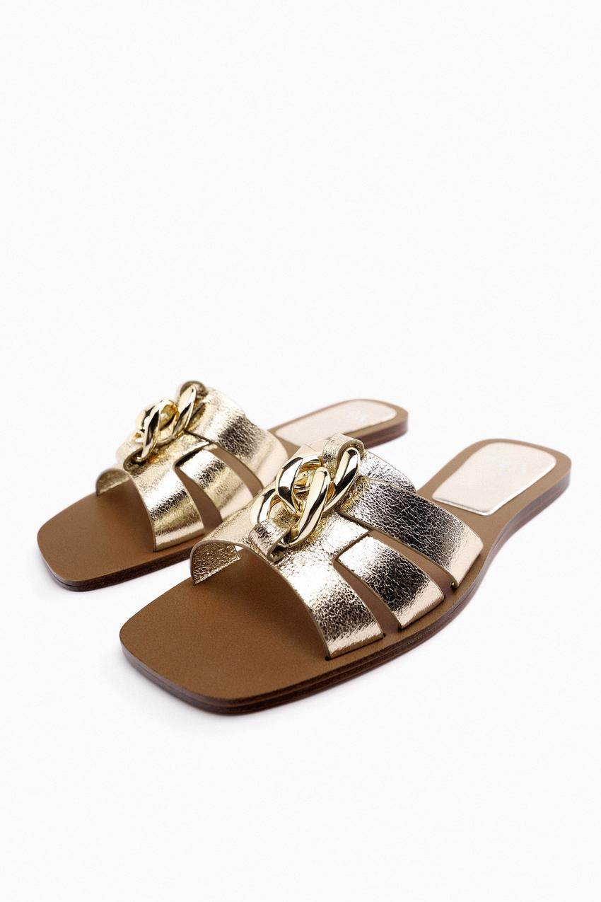 Zara gold chain sandals Clearance