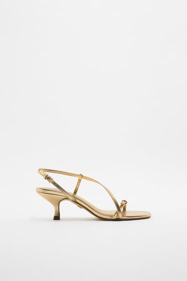 Image 0 of BUCKLED HEELED LEATHER SANDALS from Zara