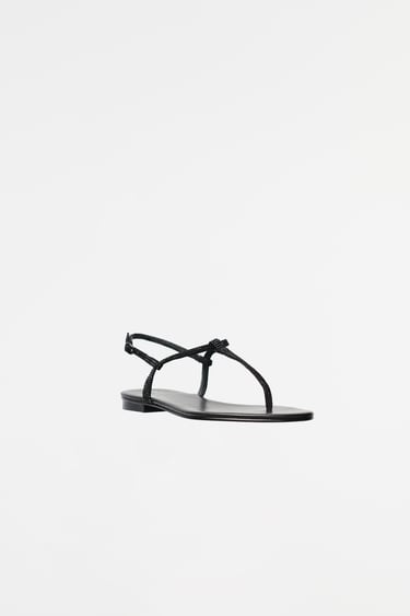 Image 0 of FLAT LEATHER SLIDER SANDALS WITH RHINESTONES - LIMITED EDITION from Zara