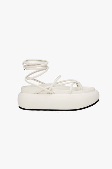Image 0 of LACE UP FLATFORM SANDALS from Zara