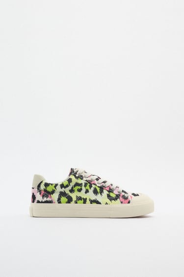 Image 0 of ANIMAL PRINT FABRIC TRAINERS from Zara