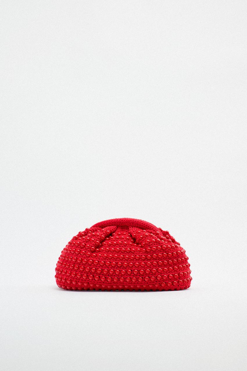 Red clutch bag zara Clearance