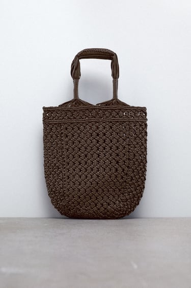 Image 0 of WOVEN LEATHER BUCKET BAG from Zara