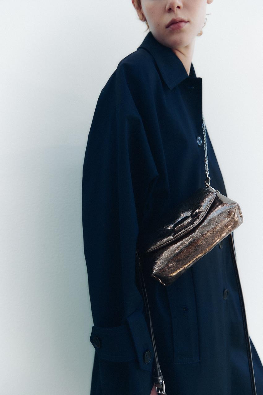 Zara metallic crossbody bag clearance