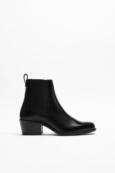 Image 0 of HIGH-HEEL LEATHER ANKLE BOOT from Zara
