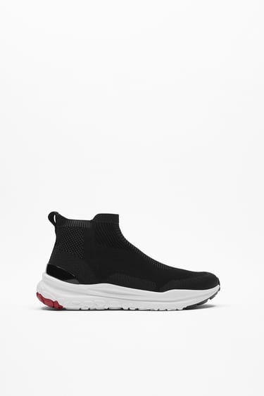 Image 0 of KNIT FABRIC HIGH-TOP SNEAKERS from Zara