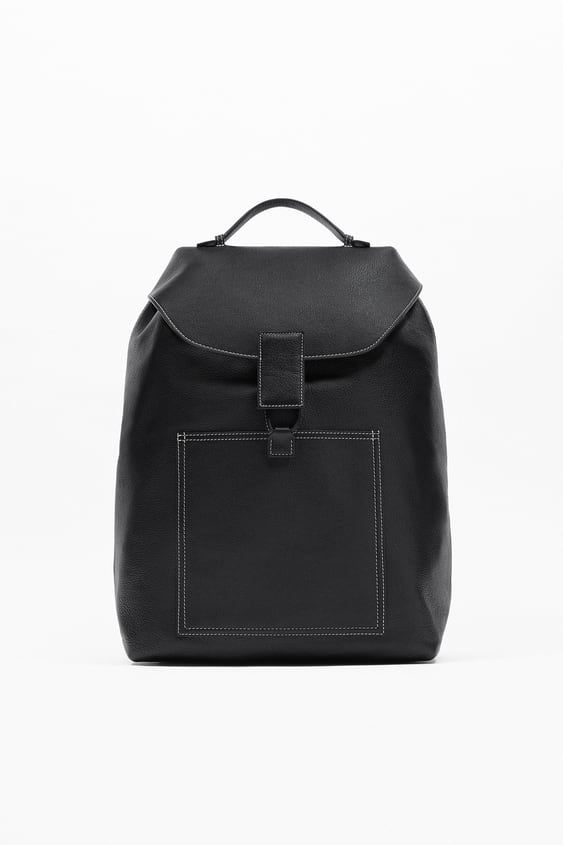 zara.com | Leather backpack with flap