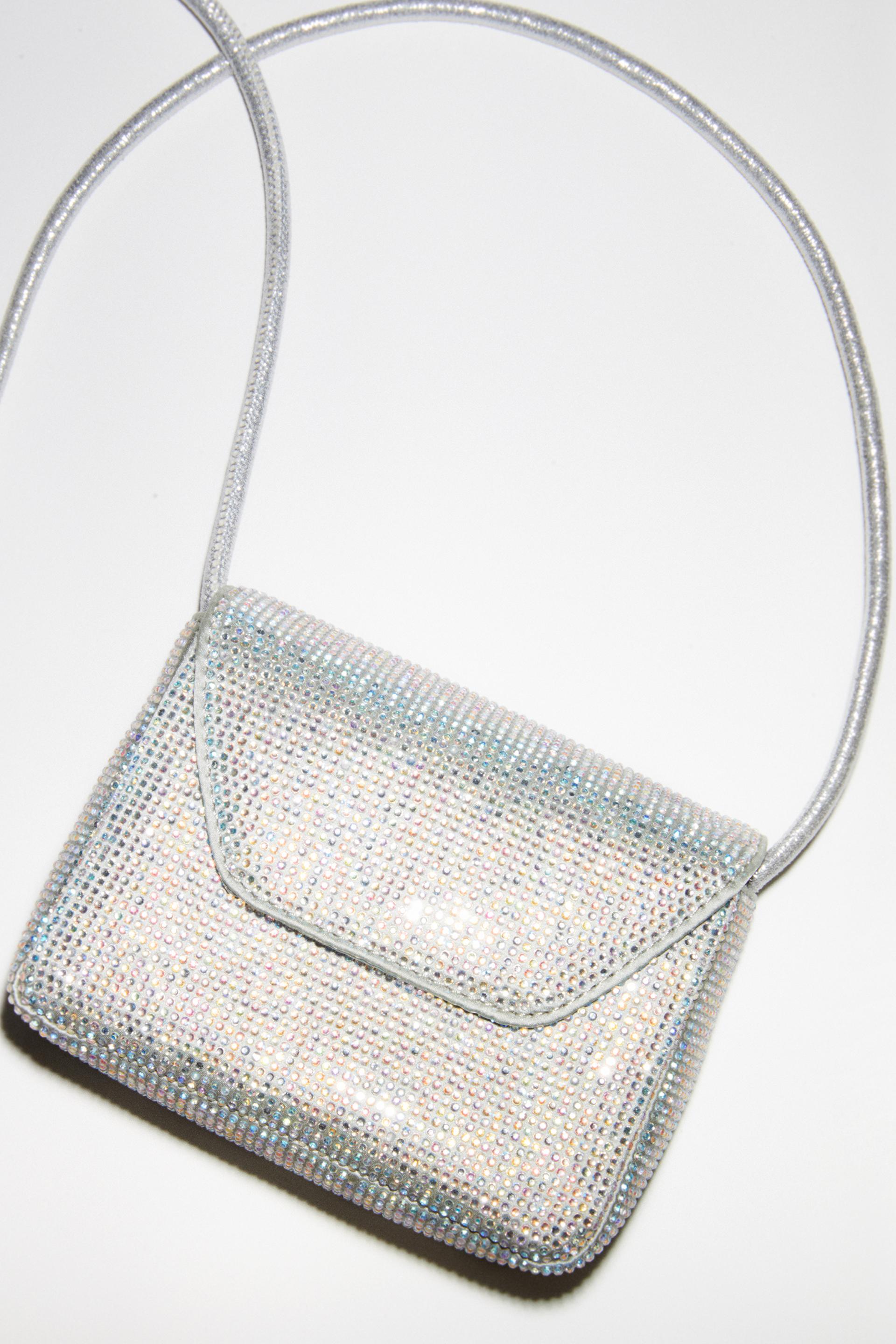 Zara silver crossbody bag Clearance