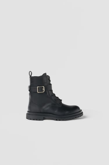 Image 0 of KIDS/ LACE-UP LEATHER ANKLE BOOTS from Zara