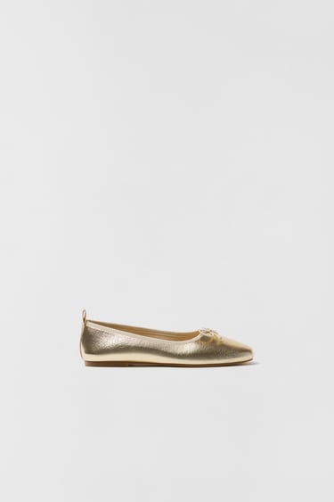 Image 0 of KIDS/ GOLD BALLET FLATS from Zara