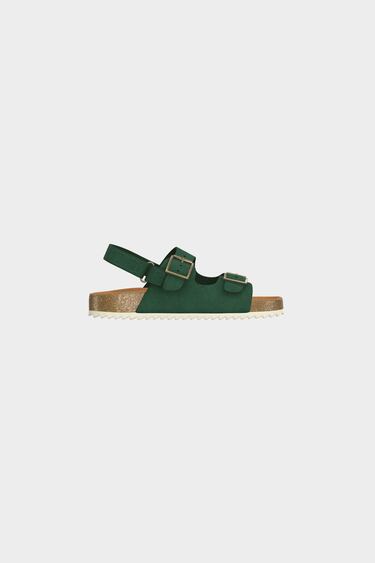 KIDS/ BUCKLED LEATHER SANDALS