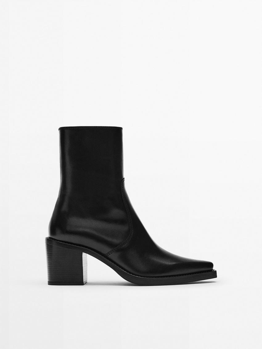 Zara black leather booties Clearance