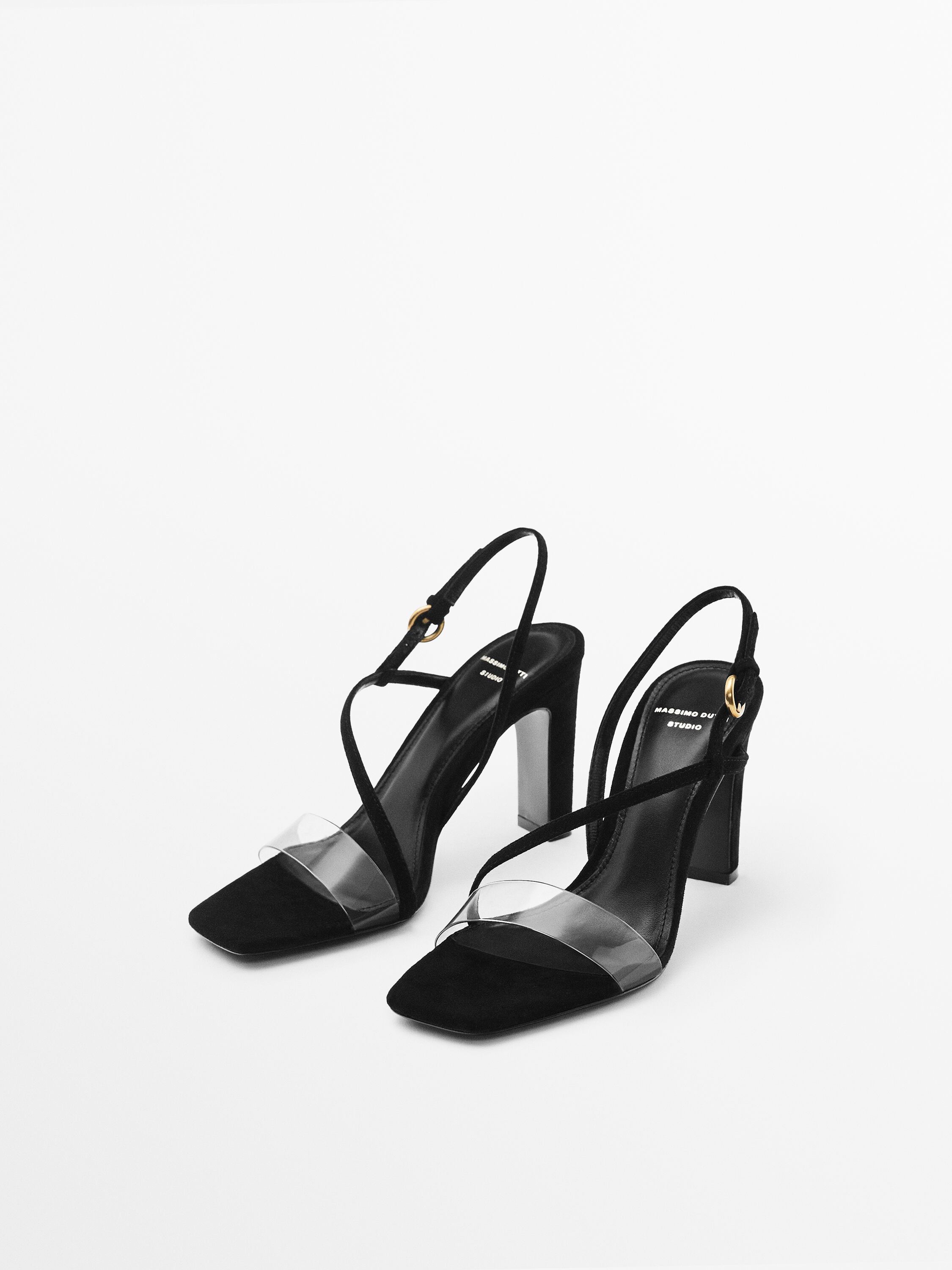 High-heel suede sandals with vinyl vamp - Studio