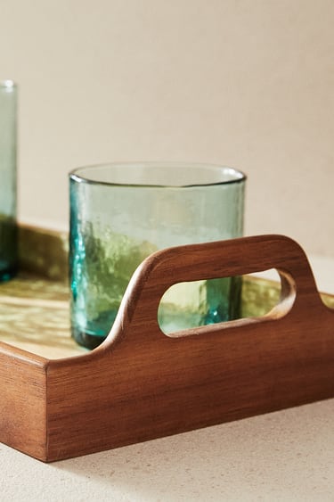 Image 0 of WOODEN TRAY WITH HANDLES from Zara