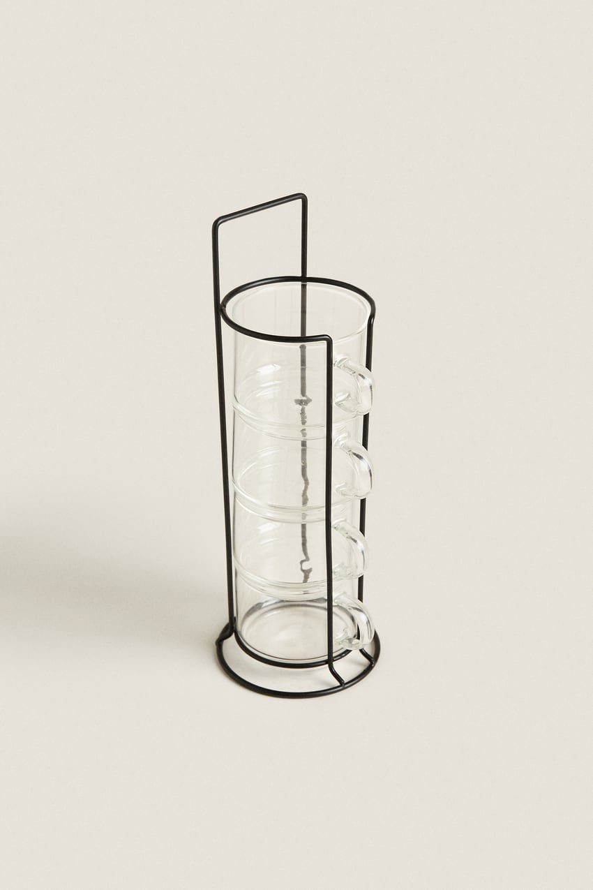 BOROSILICATE GLASS CUP TOWER (SET OF 4)