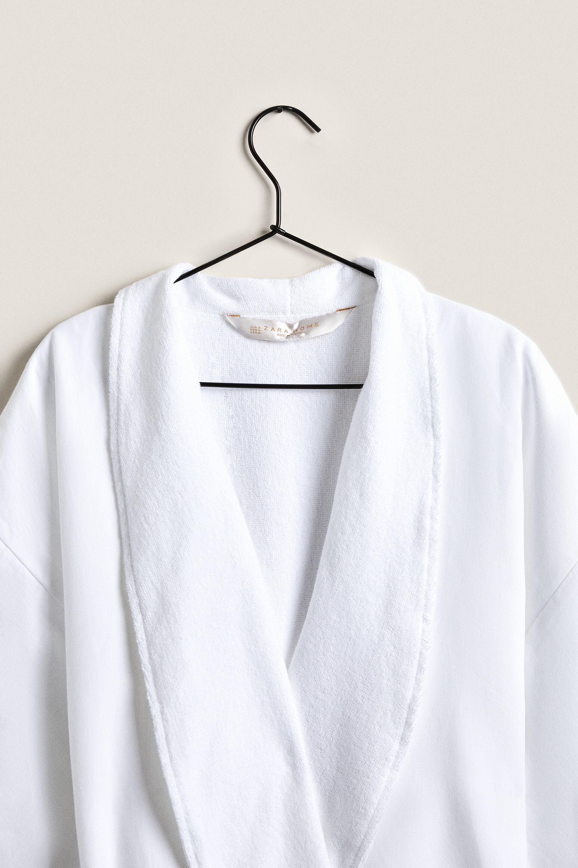 GOWN | TERRY DRESSING WASHED United ZARA States White LINEN -