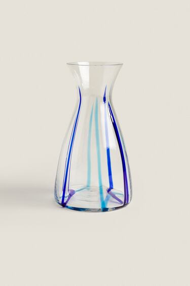 Image 0 of GLASS BOTTLE WITH COLOURED LINES from Zara