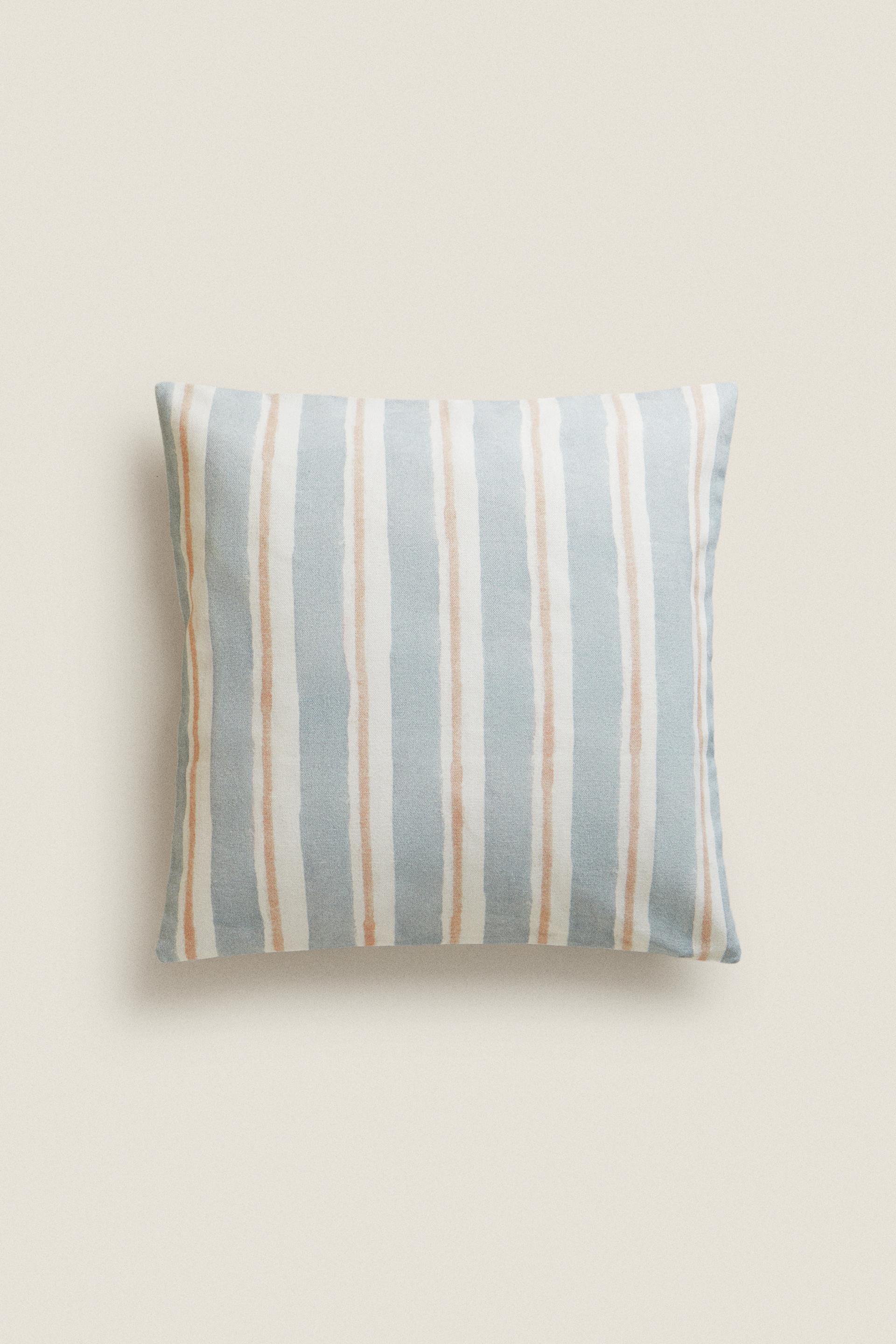 ストライププリント クッションカバー グレー ブルー Zara Japan 日本 ストライププリント クッションカバー グレー ブルー Zara Japan 日本