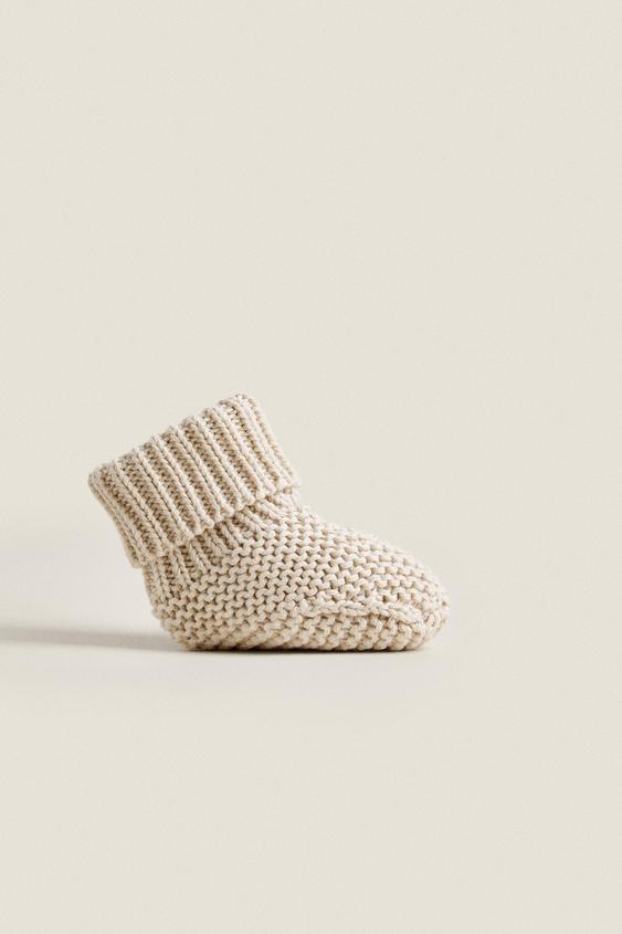Chaussons Bebe Tricot Gris Taupe Zara France Chaussons Bebe Tricot Gris Taupe Zara France