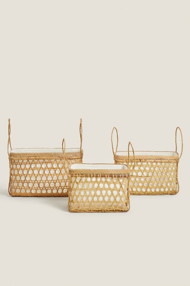 Image 0 of BAMBOO BASKET WITH HANDLES from Zara