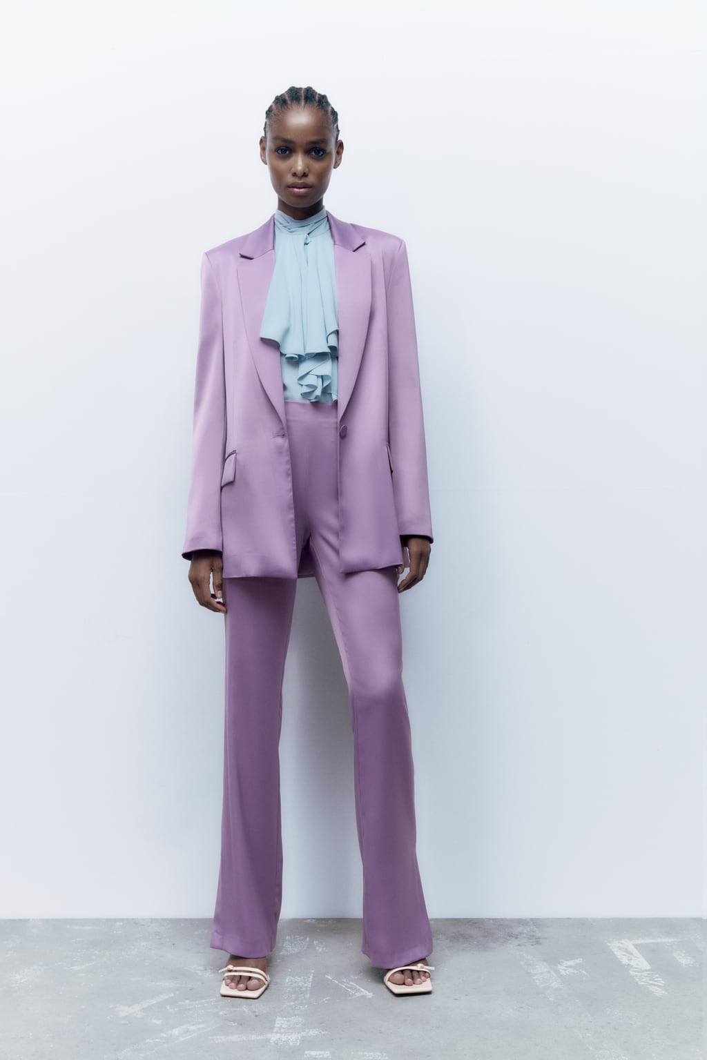 Zara satin suit - Satiny Blazer and flared satin trousers