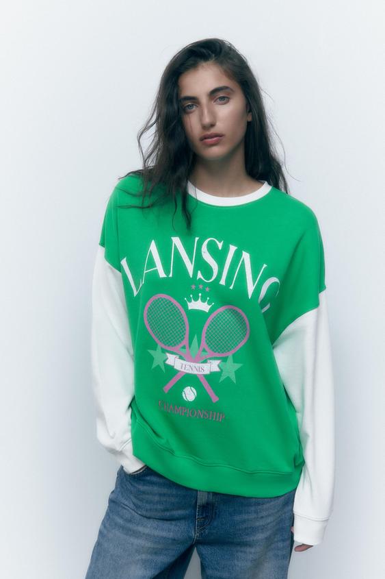 OVERSIZED SWEATSHIRT - White / Green 