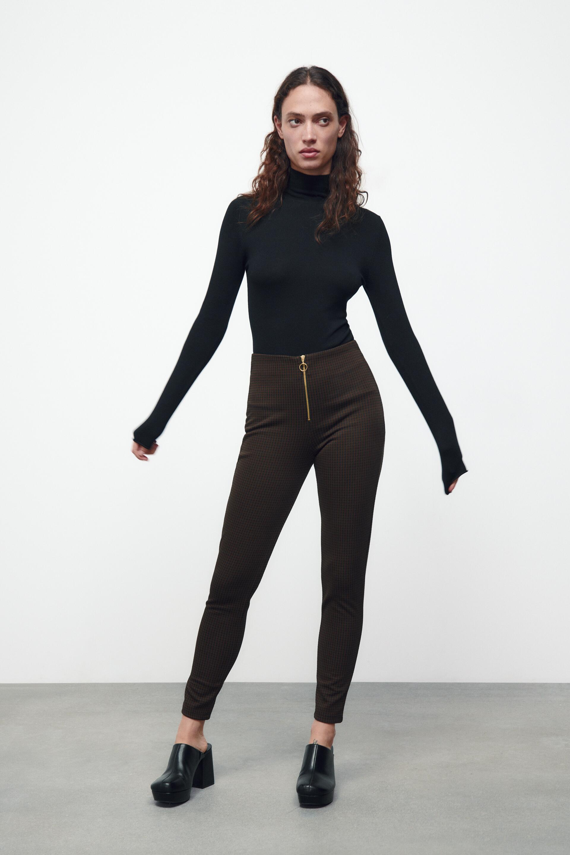 GINGHAM LEGGINGS - Black / Brown | ZARA 