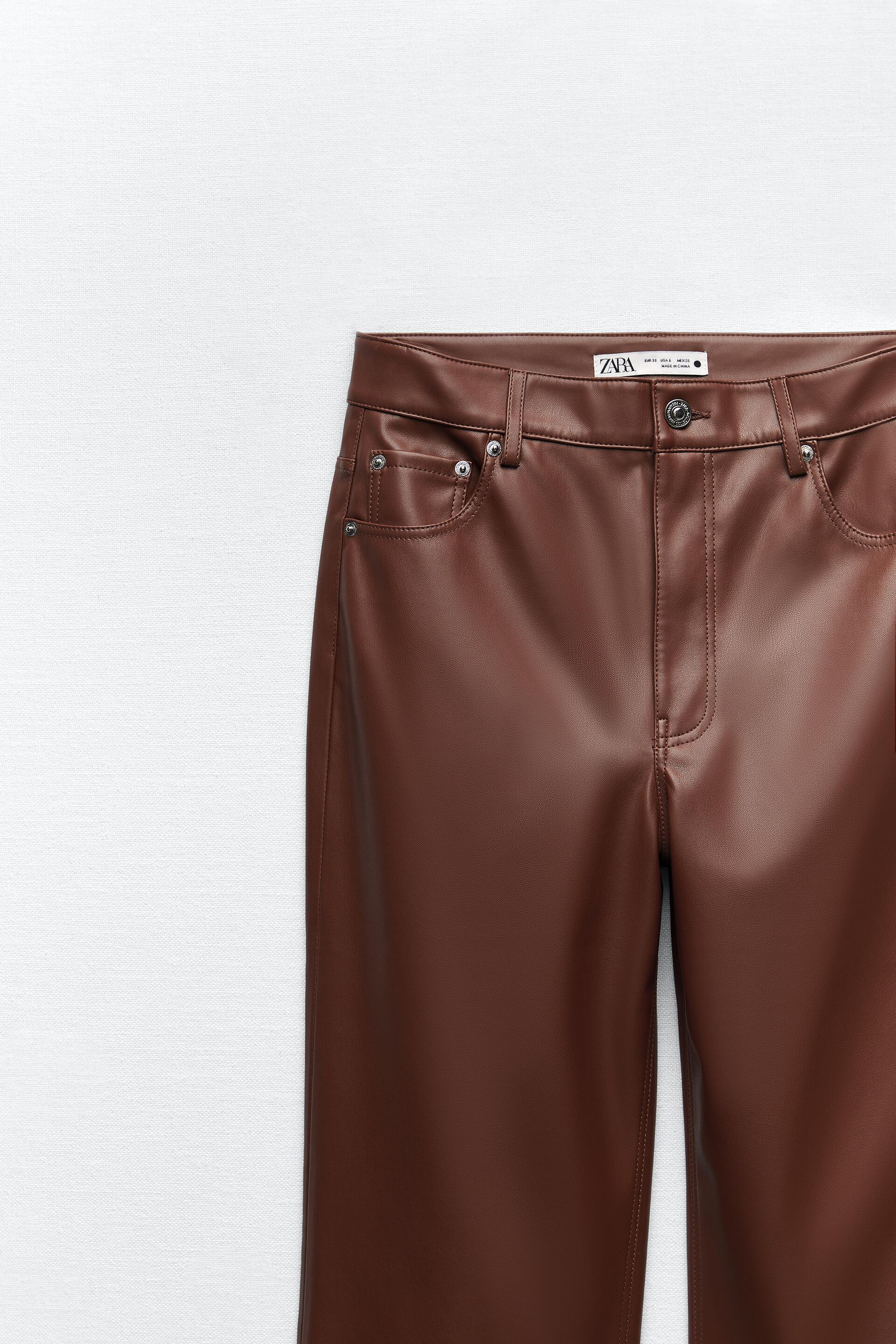 Full length faux leather pants zara Clearance