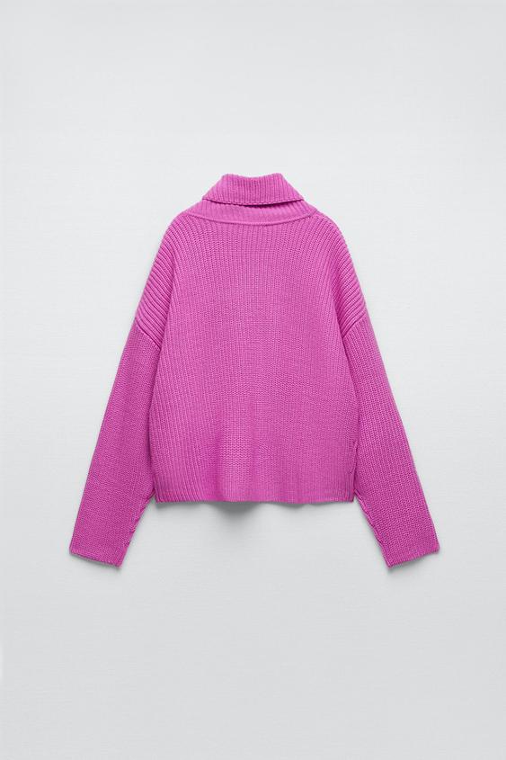 HIGH NECK SWEATER - Fuchsia | ZARA 