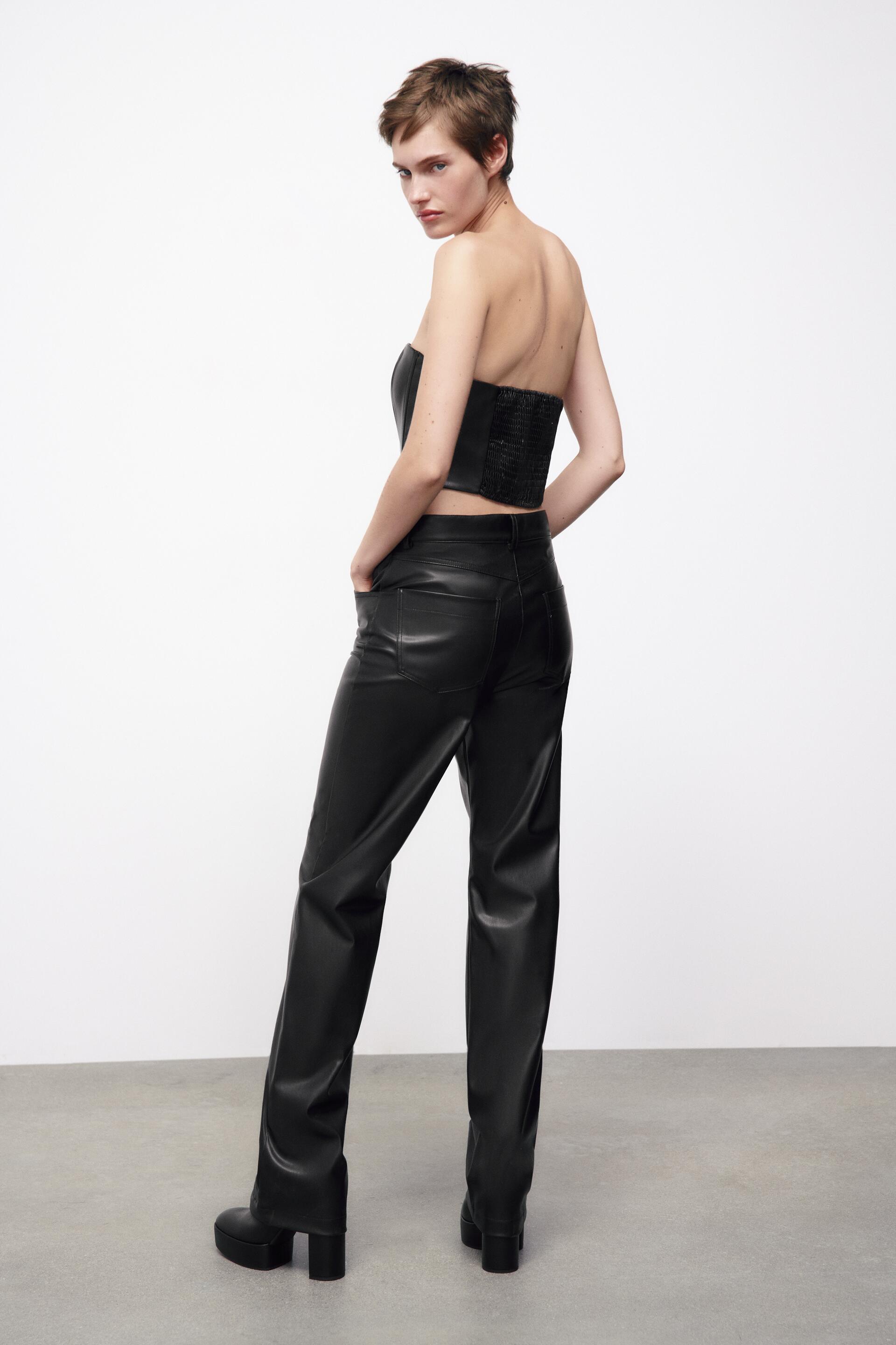 FAUX LEATHER TROUSERS - Black | ZARA 
