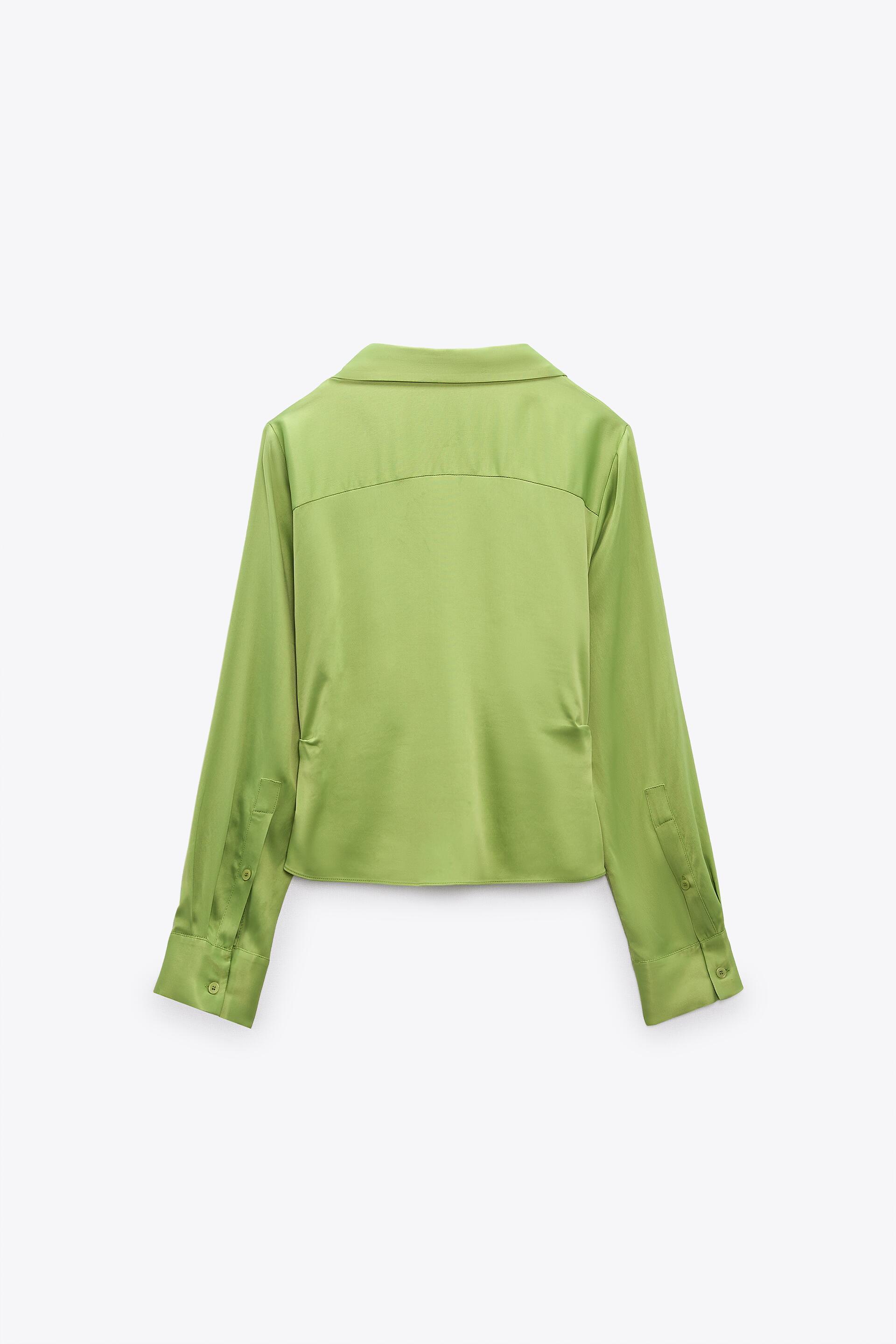 zara satin shirt with gathering