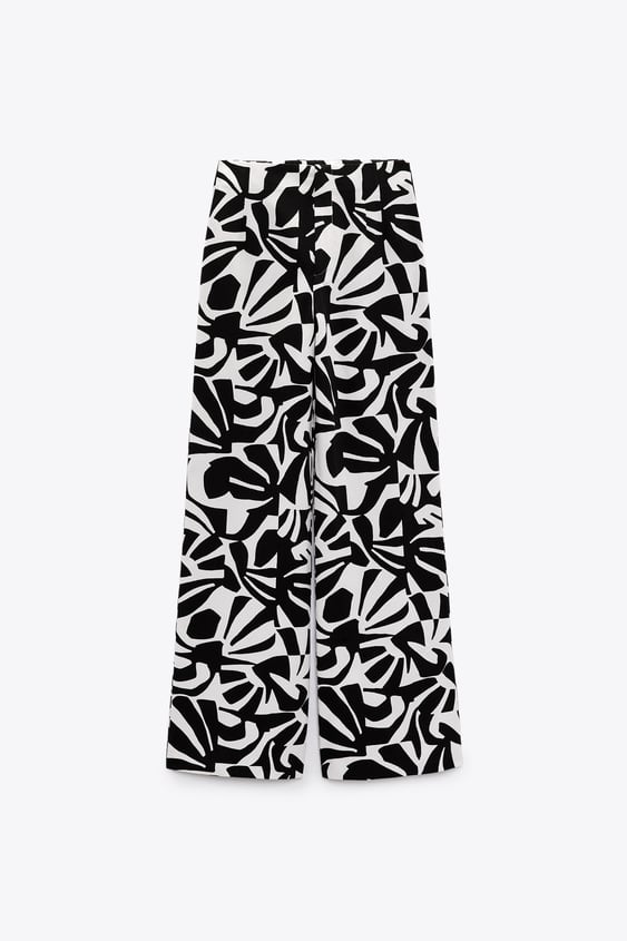 PRINTED LINEN BLEND TROUSERS - Black / White | ZARA South Africa