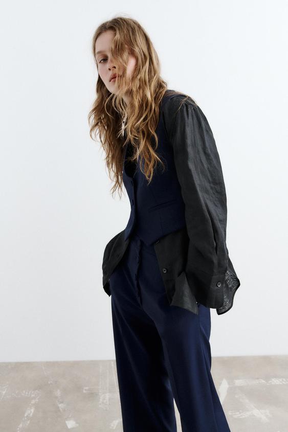zara blue waistcoat