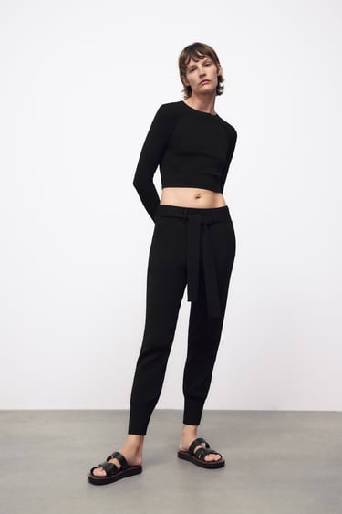 Image 0 of KNIT TROUSERS WITH BELT from Zara