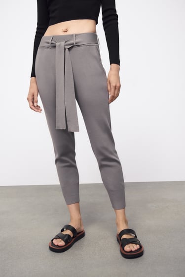Image 0 of KNIT TROUSERS WITH BELT from Zara