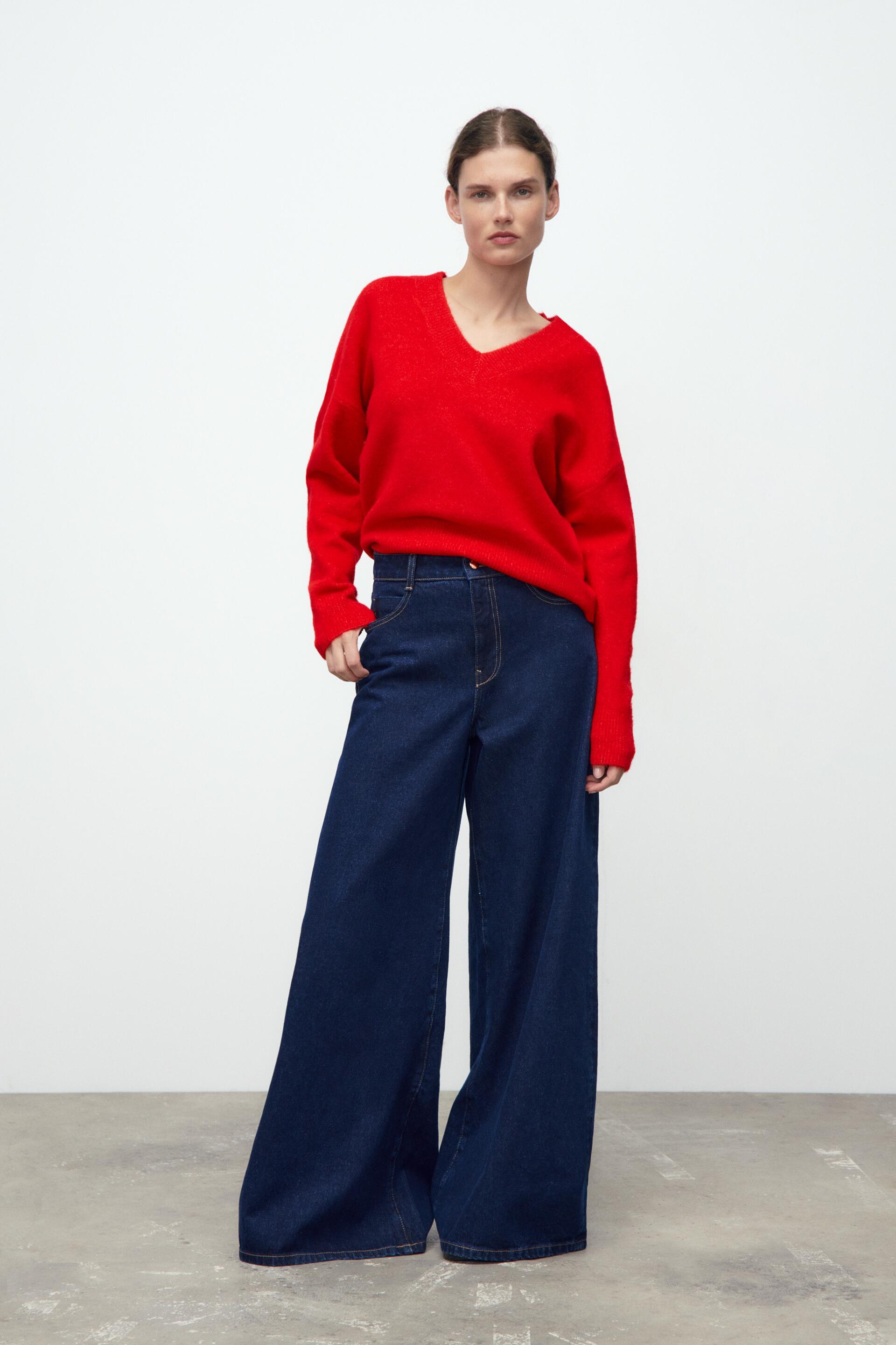 SOFT-EFFECT SWEATER - Bright red | ZARA 