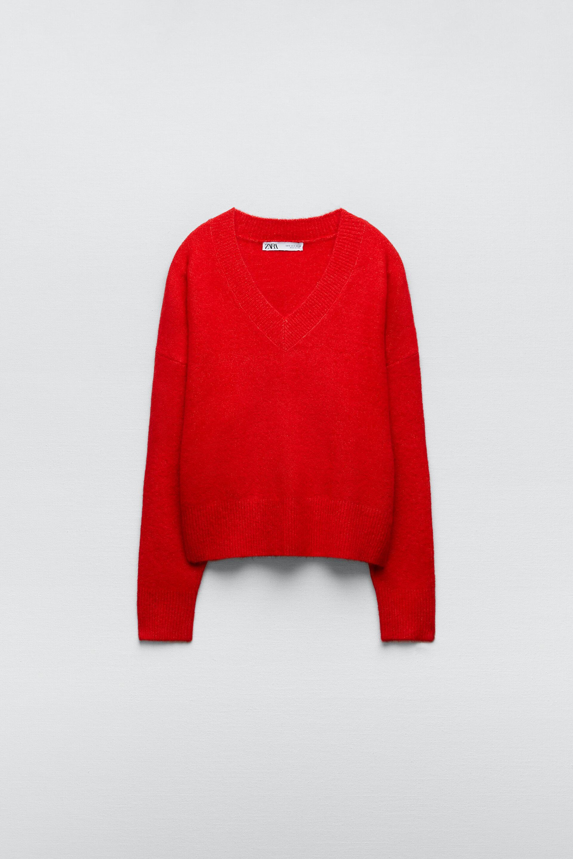 SOFT-EFFECT SWEATER - Bright red | ZARA 