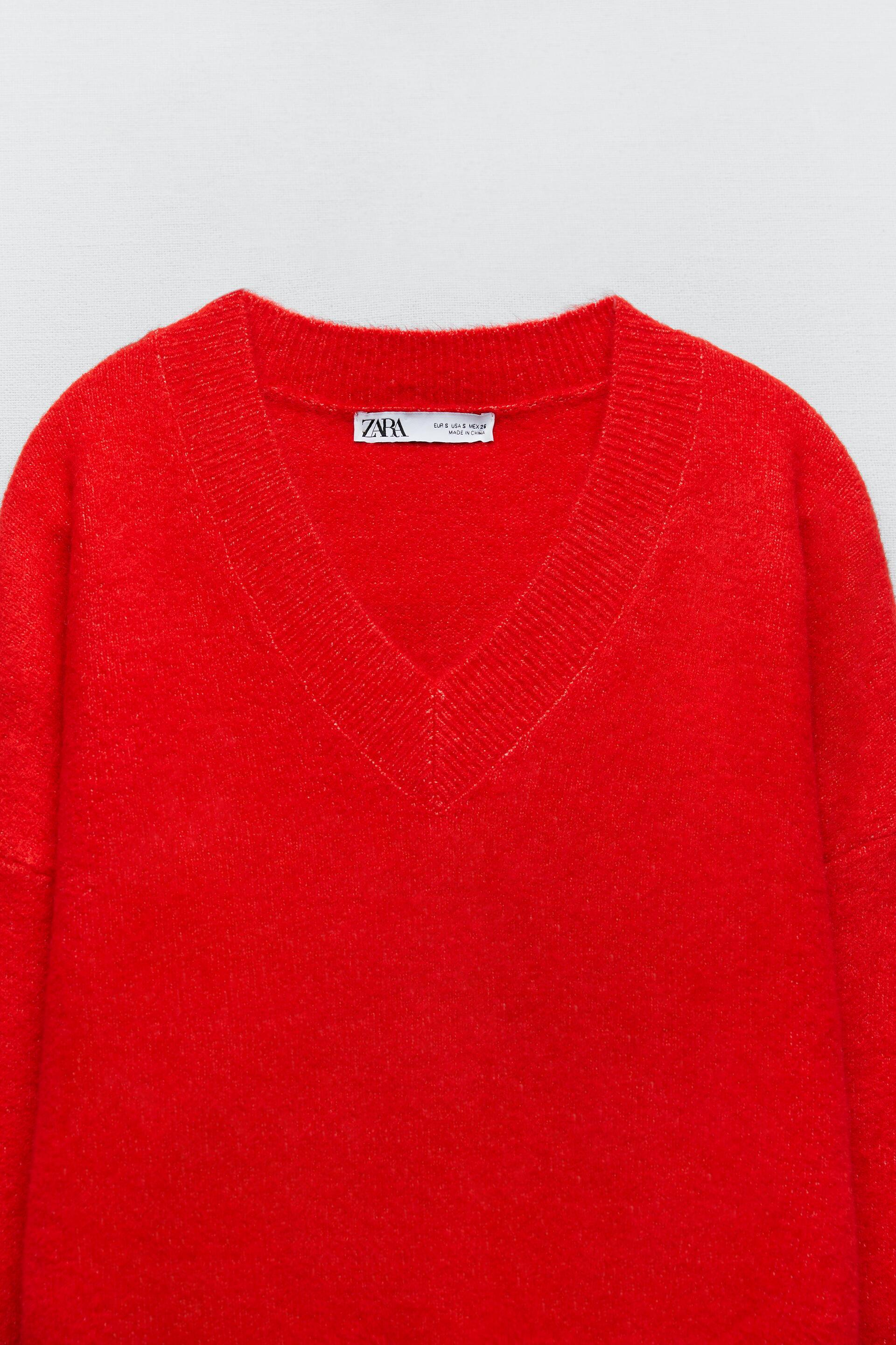 SOFT-EFFECT SWEATER - Bright red | ZARA 