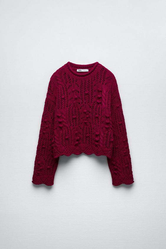 OPEN KNIT SWEATER - Strawberry | ZARA 