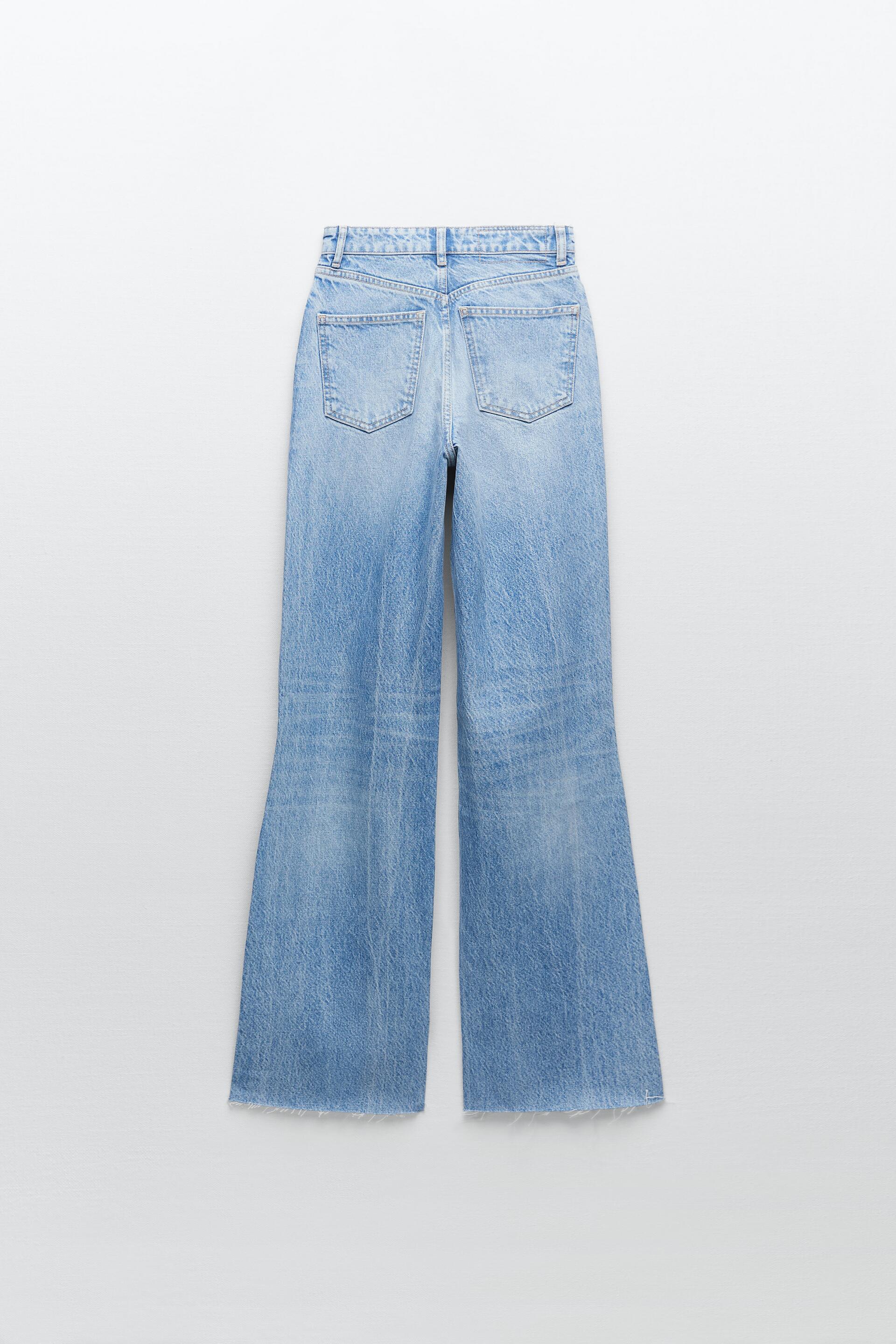 RIPPED WIDE LEG JEANS - Light blue 