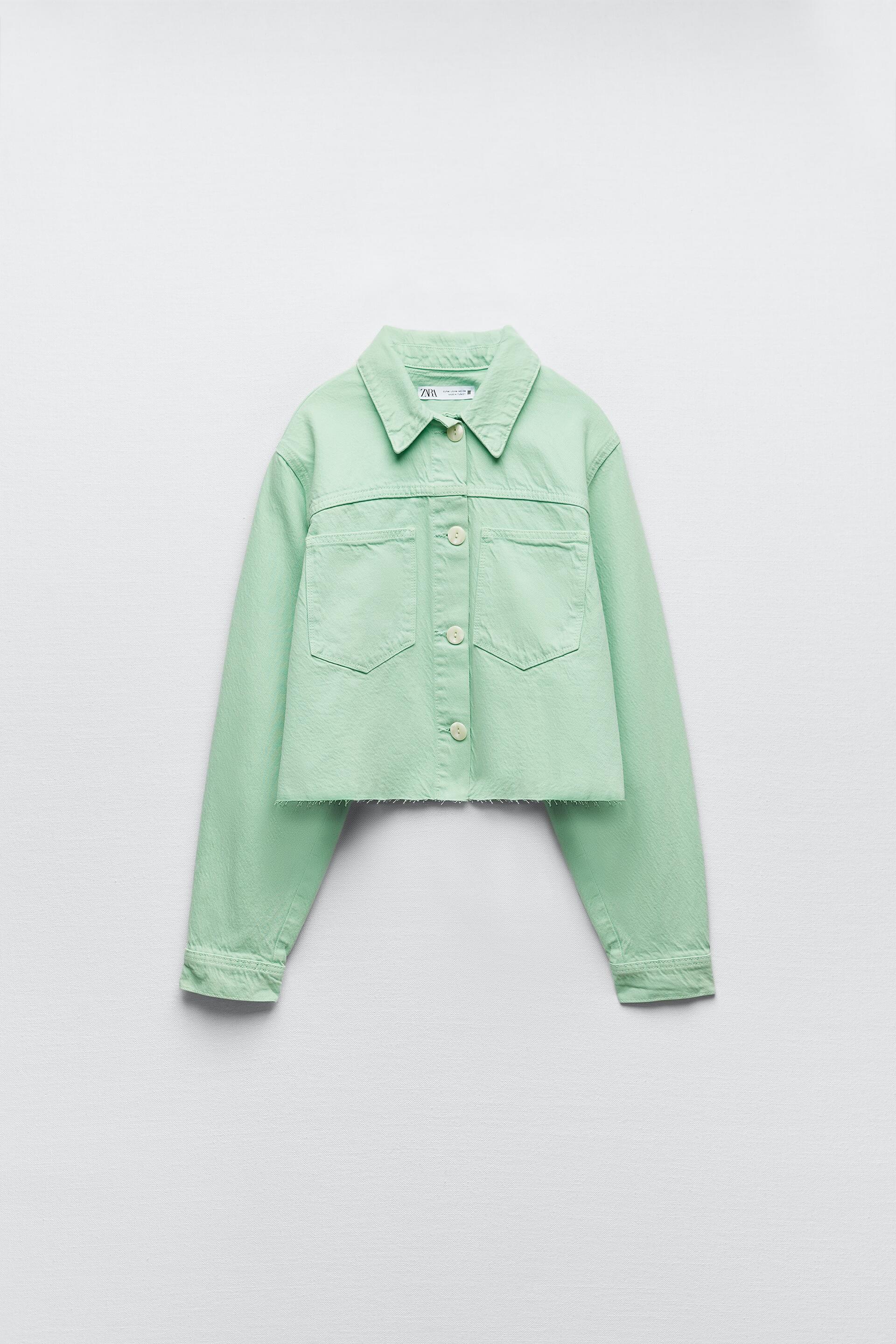 CROPPED DENIM JACKET - Light green 