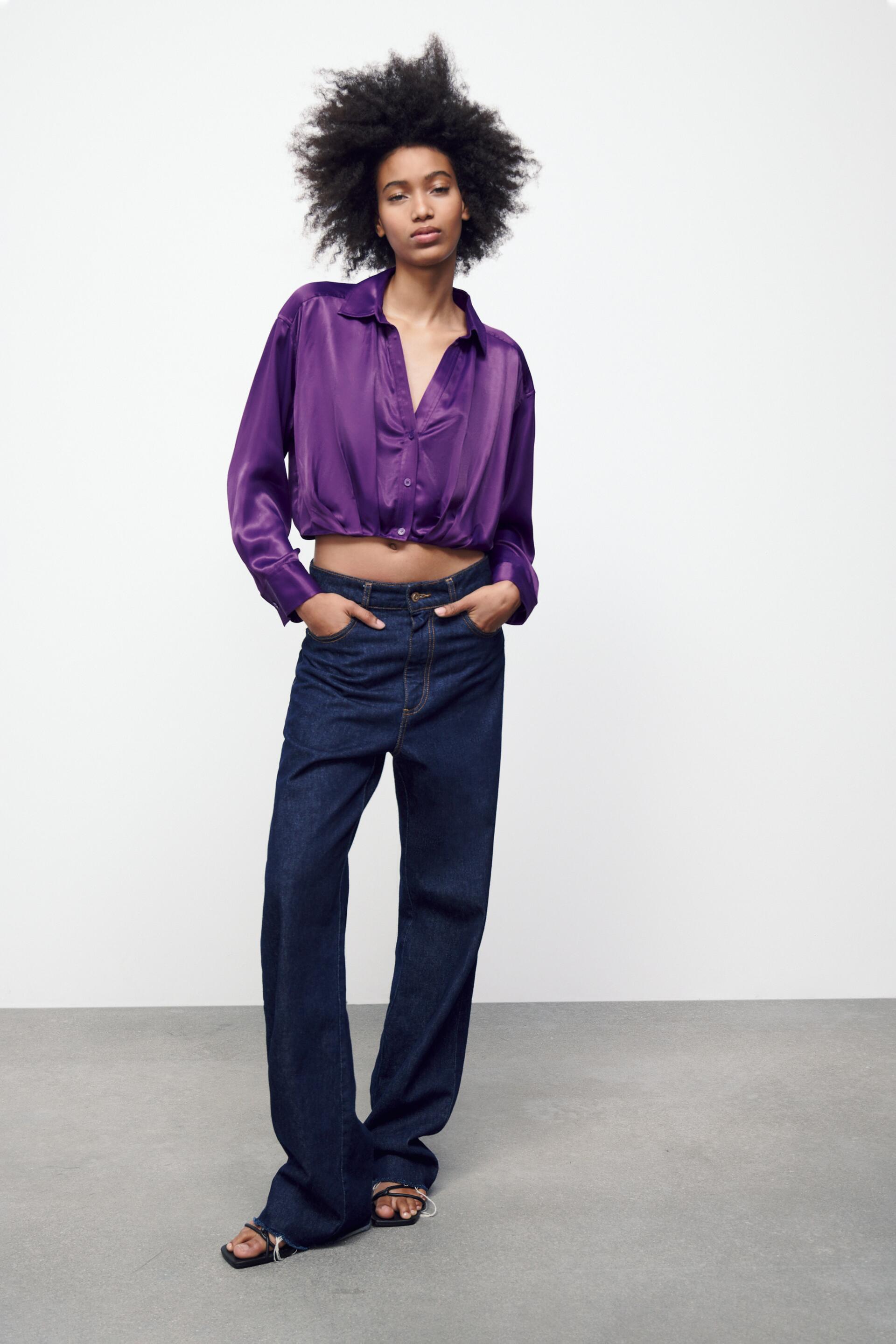 CROPPED SATIN SHIRT - Oyster White 