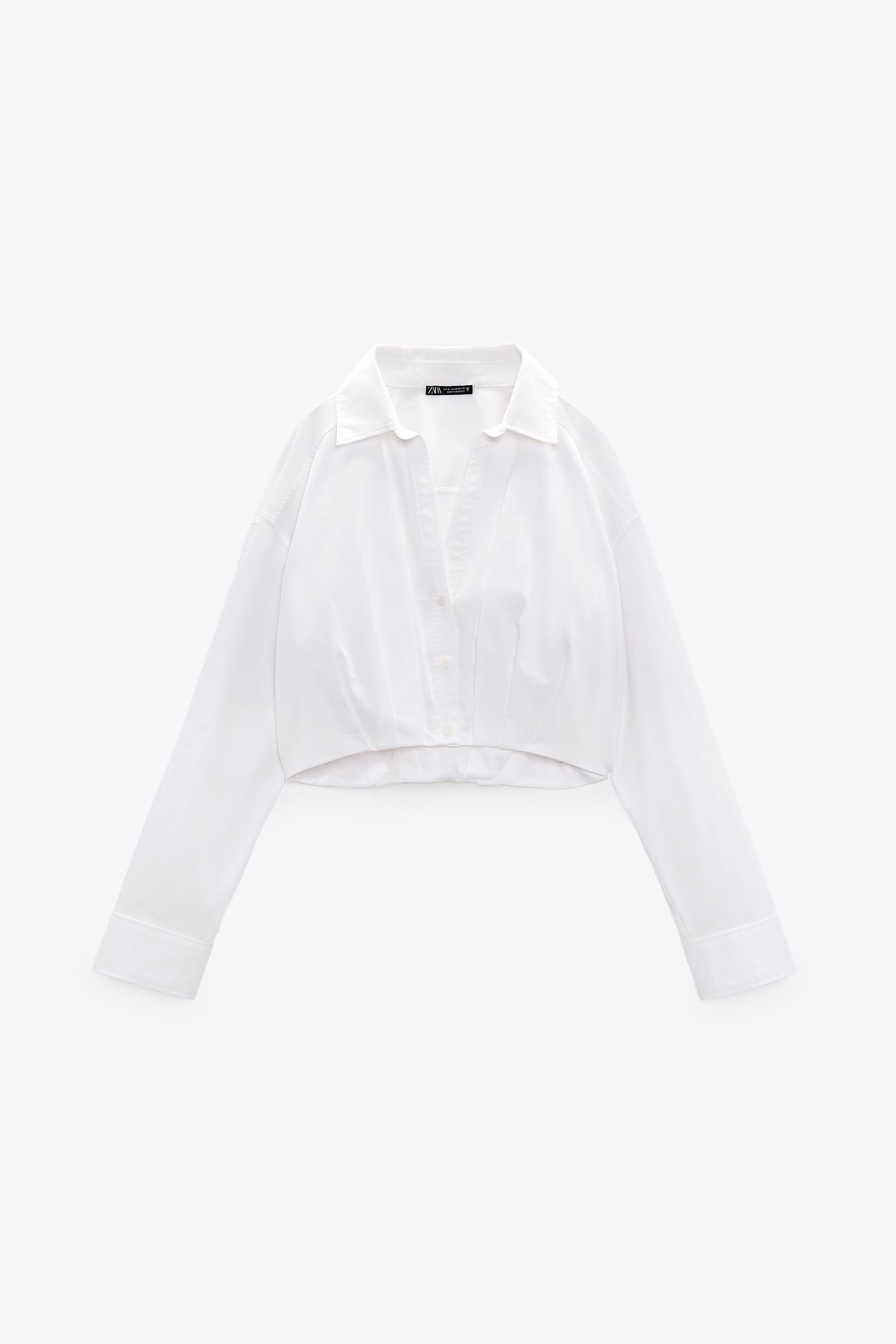 White cropped shirt zara clearance