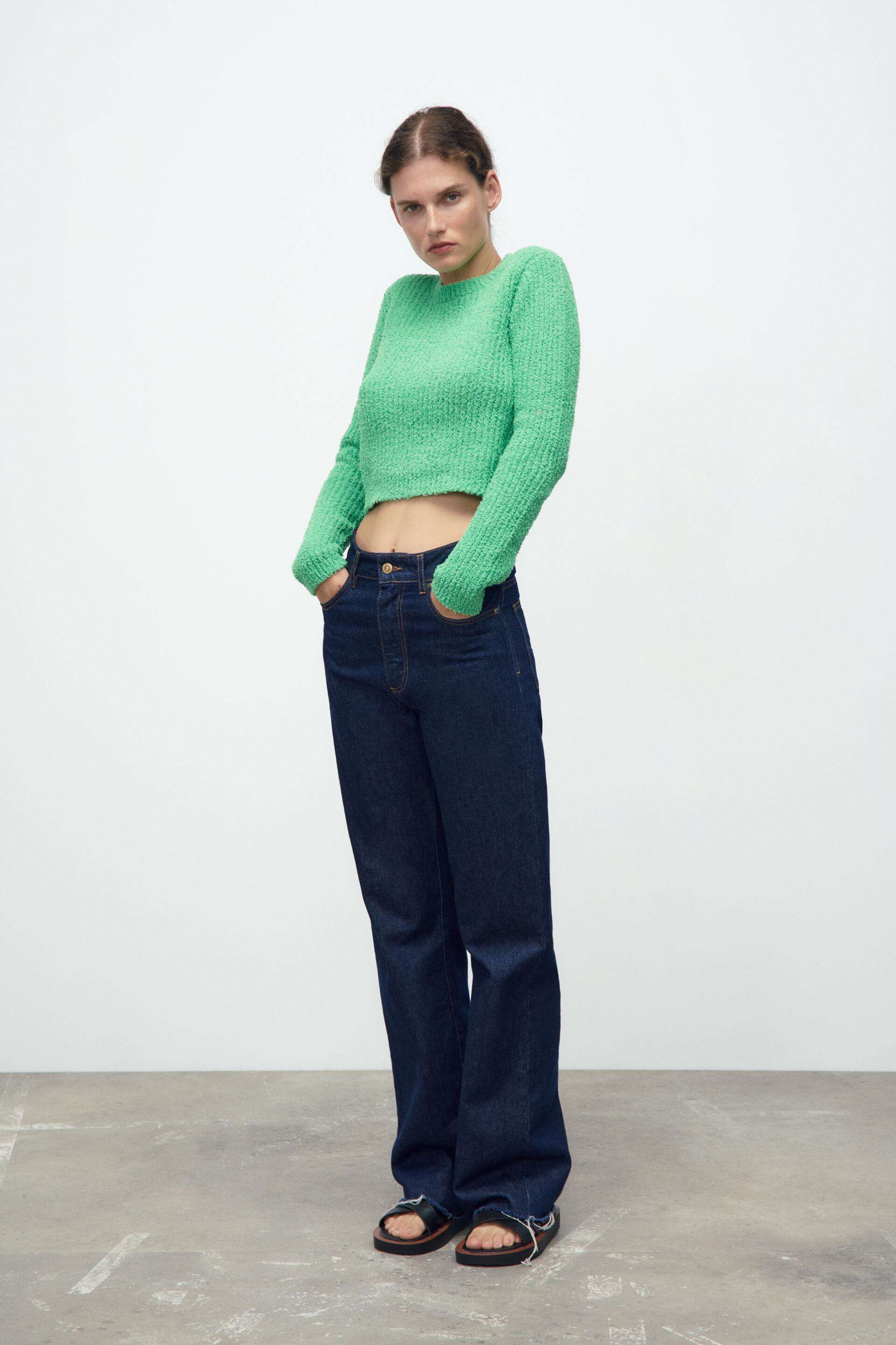 CROPPED KNIT SWEATER - Black | ZARA 