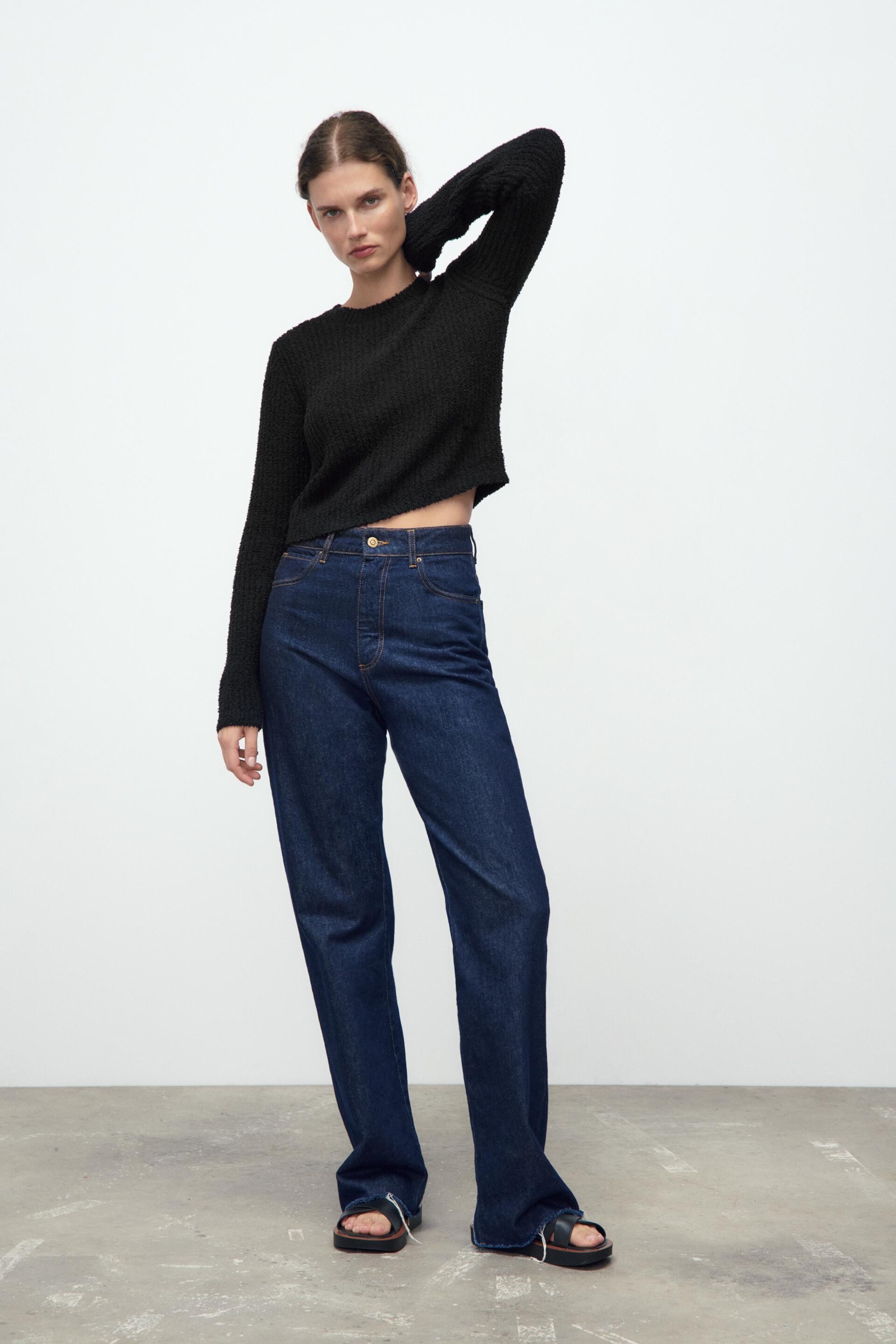 CROPPED KNIT SWEATER - Black | ZARA 