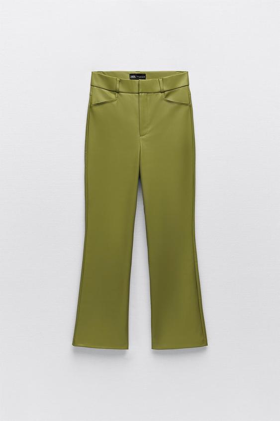 FAUX LEATHER LEGGINGS - Olive green 