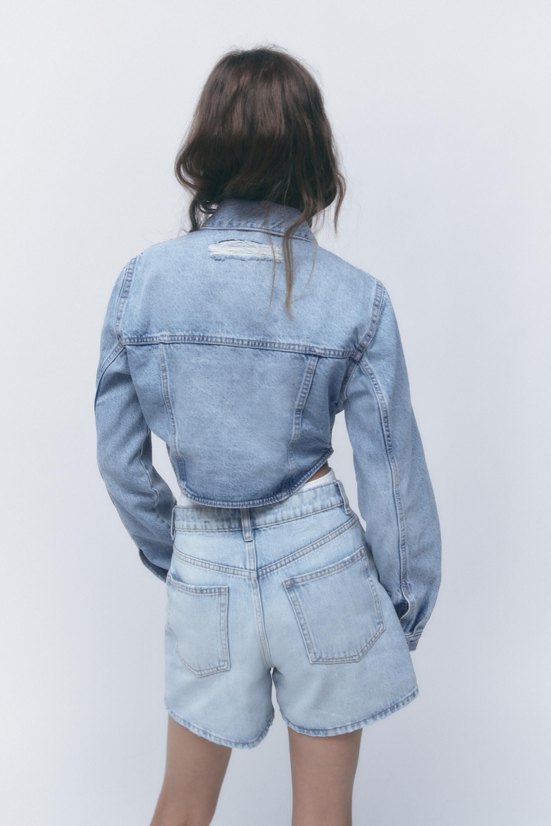 zara cropped jeans jacket