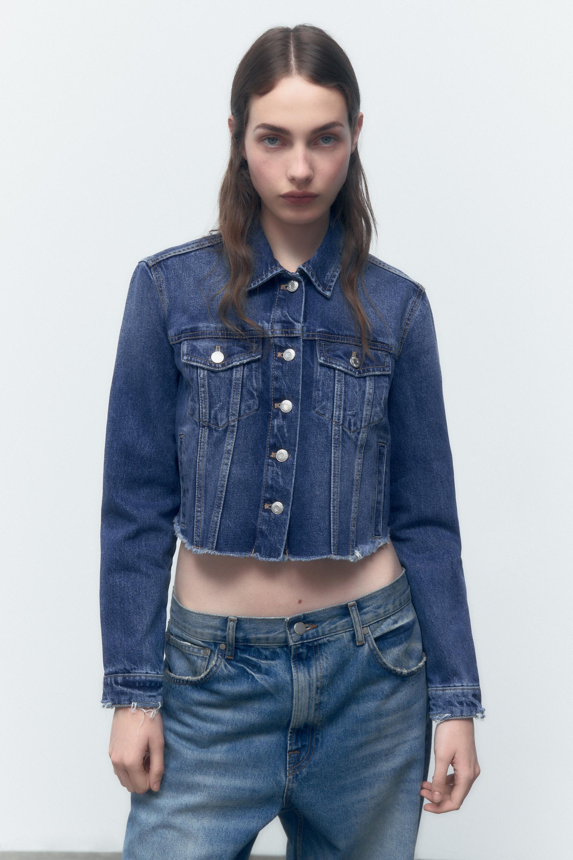 zara cropped jeans jacket