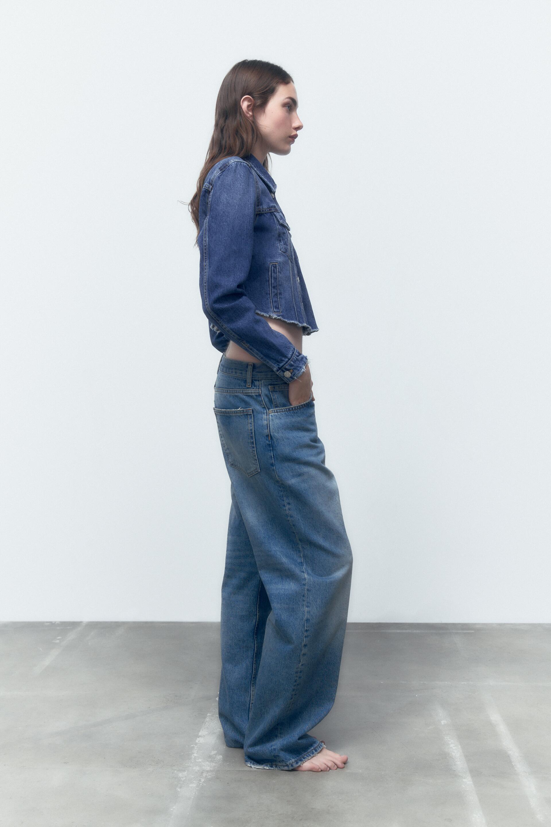 zara cropped jeans jacket